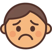 flat toon style sad face sticker