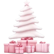 Light pink Christmas gifts under a white Christmas tree  sticker