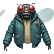 Fly wearing a jacket  sticker