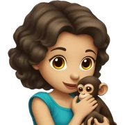 Girl with dark brown hair kissing baby monkey   sticker