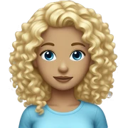 Blonde girl curly hair blue eyes sticker