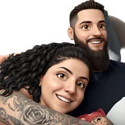 smiling couple with tattoos sticker