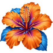Orange and blue hibiscus flower sticker