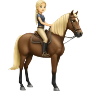 Blonde girl with braid on horseback dark bay horse sticker