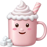 Light Pink mug of hot chocolate with marshmallows  sticker