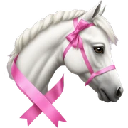 White horse with pink ribbon sticker