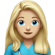 Blonde girl blue eyes long hair blue scrubs  sticker