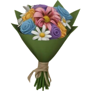 Bouquet of flowers wrapped up in newspaper sticker