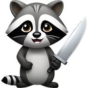 Kawaii raccoon holding knife sticker