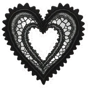 black lace heart sticker