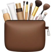 Brown Cosmetic Bag with cosmetics sticker