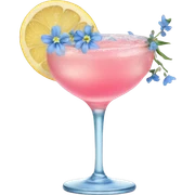 pink lemon cocktail with blue small flowers  sticker