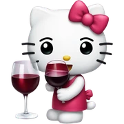 Hello Kitty drinking red wine sticker