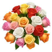 Red, orange, yellow, pink and white roses bouquet  sticker