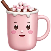 Light Pink mug of hot chocolate with marshmallows  sticker