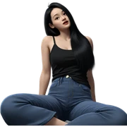black haired girl in jeans sticker