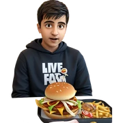 boy enjoying fast food indoors sticker