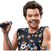 smiling boy with microphone sticker