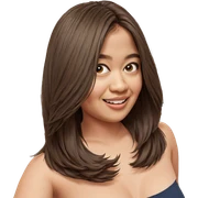 smiling girl indoors with brown hair sticker
