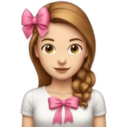 white girl with -brown-hair-with-a-pink-bow sticker