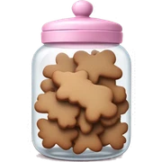Realistic glass cookie jar with light pink lid full of gingerbread cookies isolated.  sticker