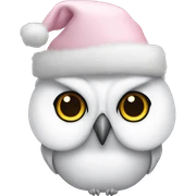 White owl with light pink Christmas hat  sticker