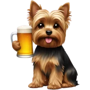 Yorkie with a beer  sticker
