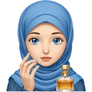 Turkish beautiful finish Konya girl blue eyes with denim hijab smells perfume on the floor  sticker