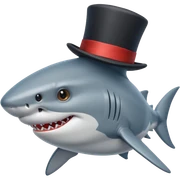 Shark with a top hat sticker