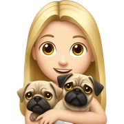 blond girl holding pug  sticker