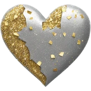 shiny silver and gold glitter heart that’s broken sticker