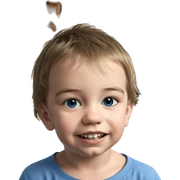 smiling boy in blue shirt sticker