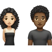 asian girl and black boy with curly hair sticker