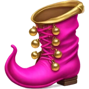 Realistic isolated hot pink elf boots with bells. sticker