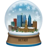 Detroit city skyline snow globe sticker