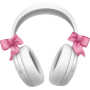 White headphones with pink bow sticker