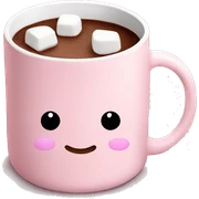 Light Pink mug of hot chocolate with marshmallows  sticker
