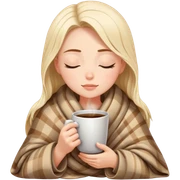 girl inside a blanket sipping coffee eyes closed sticker