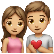 Girl showing heart emoji to boy sticker