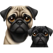 a pug, and a black pug sticker