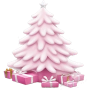 Light pink Christmas gifts under a white Christmas tree  sticker
