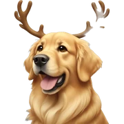 Golden retriever with reindeer horns sticker