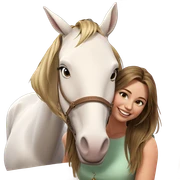 smiling girl with horse sticker