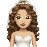 bride with brown long wavy hair, brown eyes sticker