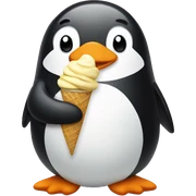 Penguin eating ice cream sticker