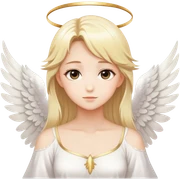 Beautiful Gorgeous Blonde Sweet Anime Angel, Peaceful, Calm, White feather wings sticker