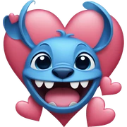 Stitch surrounded by hearts  sticker