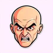 A man that’s mad with no hair sticker