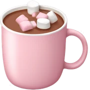 Light Pink mug of hot chocolate with marshmallows  sticker
