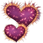 Heart shaped fireworks sticker
